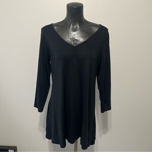 Eileen Fisher Black V-Neck Tunic Top